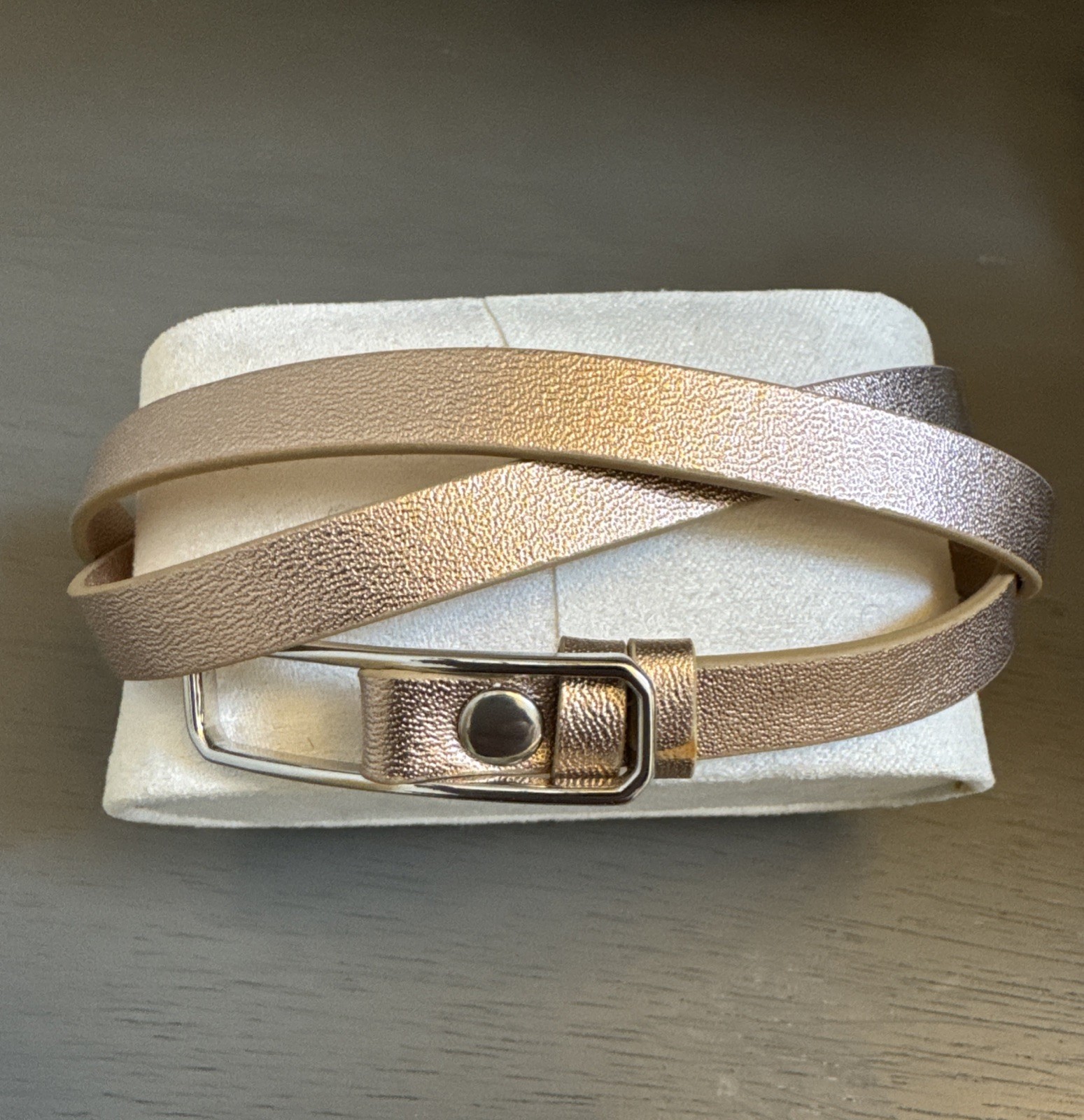 Origami Owl Golden Leather Triple Wrap Bracelet Large 24 in Rosegold