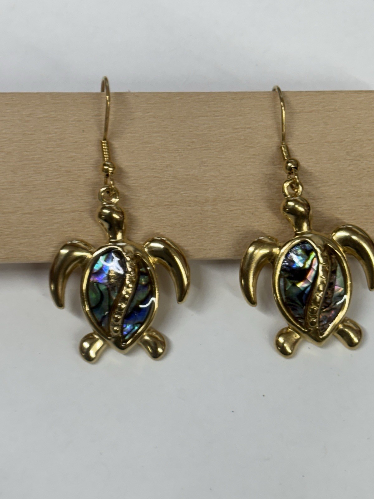 TURTLE Abalone Earrings Gold Coastal Jewelry Sea Life Beach Surgical NEW