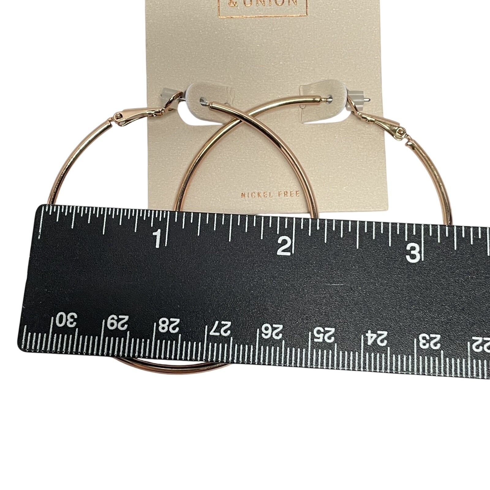 14th & Union Earrings Set: Black Faux Stone Drop Earrings & Rose Gold Hoop