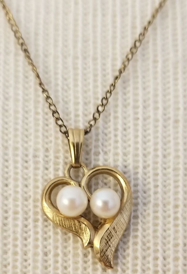 Vintage Victorian hart Necklace 12k Gold Filled Heart Pendant 20″12kgf EF