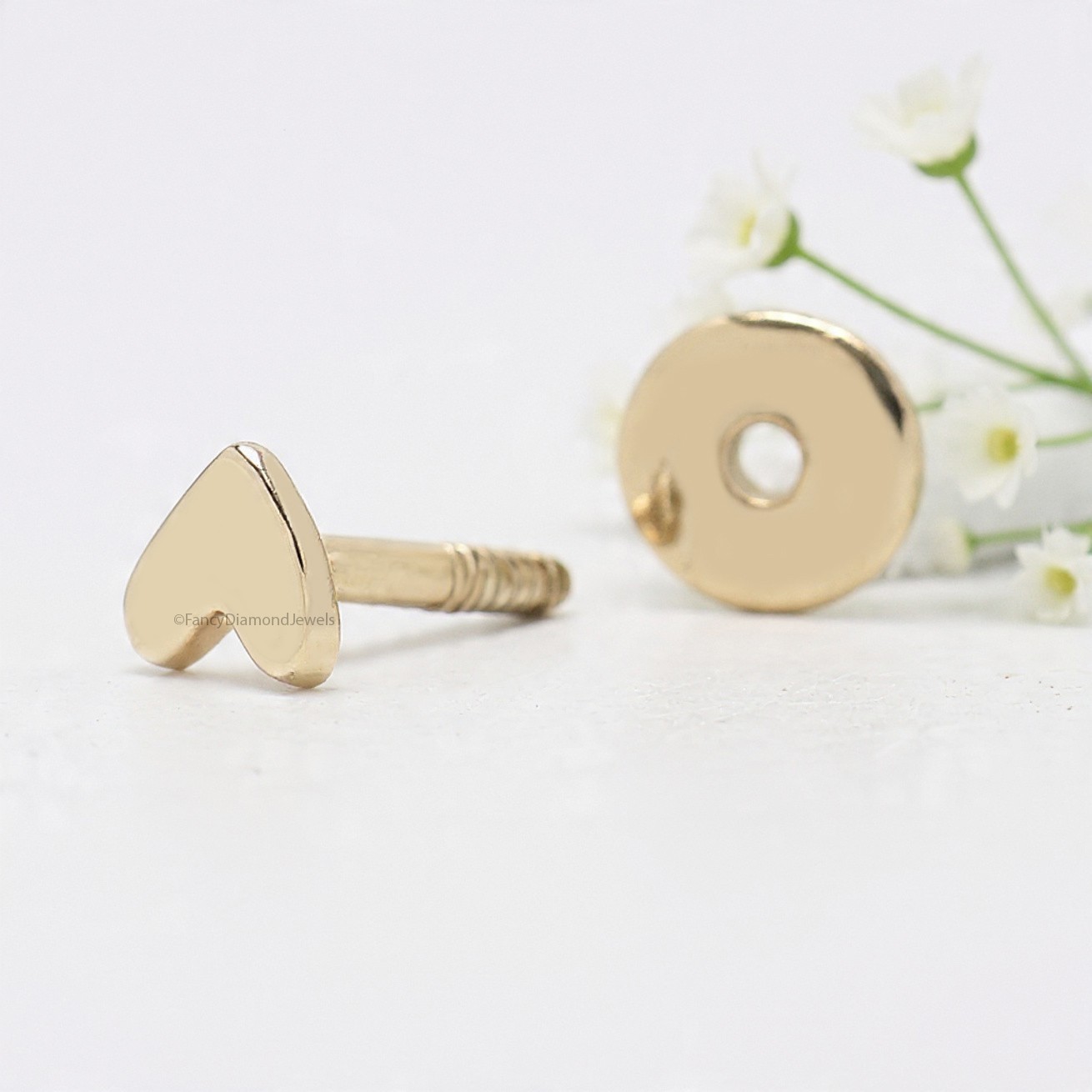 Heart Internally Threaded Labret tragus stud conch earrings flatback labret stud