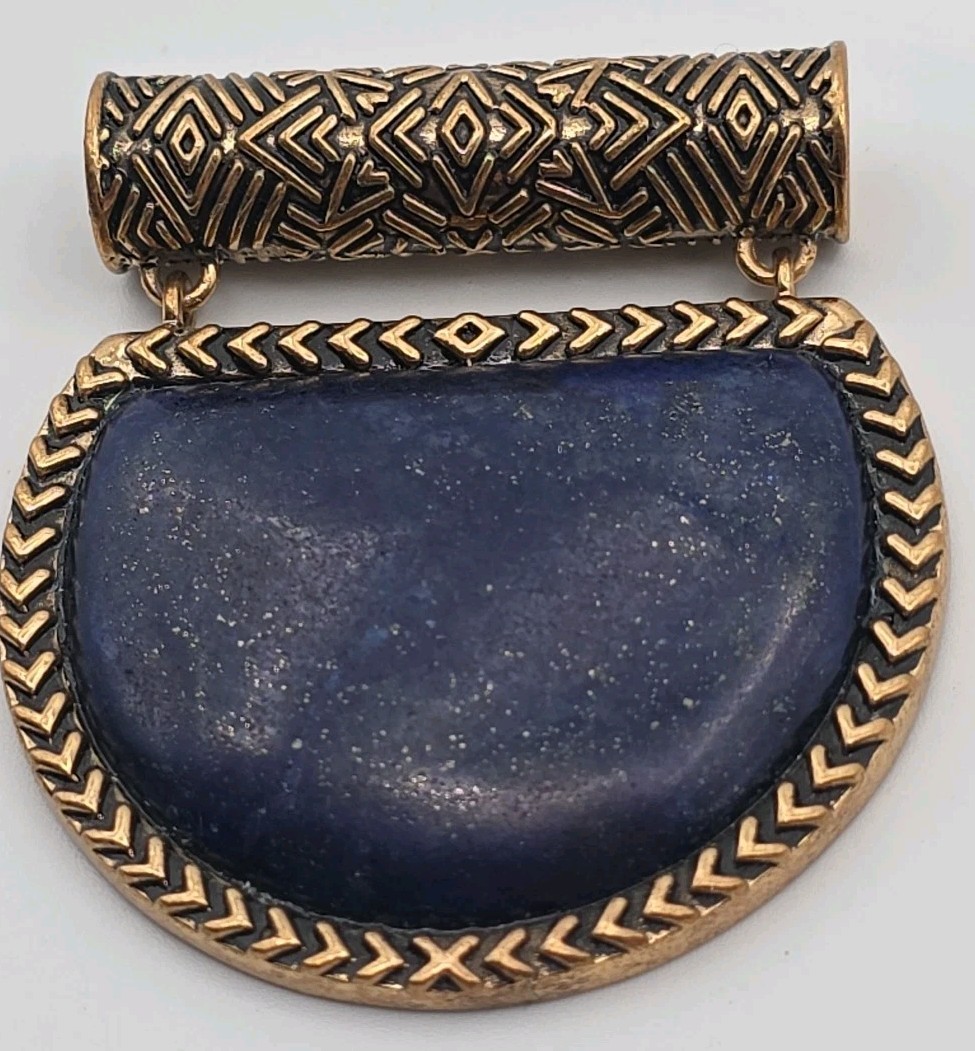 BARSE THAILAND LAPIS LAZULI STONE FULL BRONZE BEZEL PENDANT