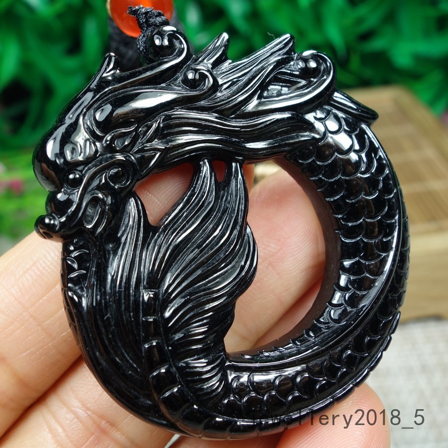 Certified Black Burma 100% Natural A jadeite Jade Pendant~Dragon 墨翠龙 生意兴隆