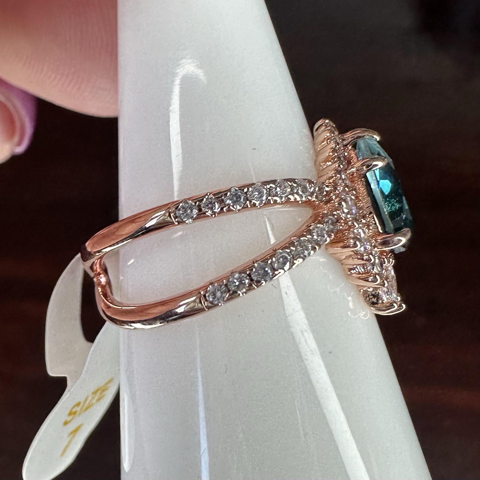 Bomb Party Ring- 3567- Lab Created Bi-Color Alexandrite- Size 7-Rose Gold Plated
