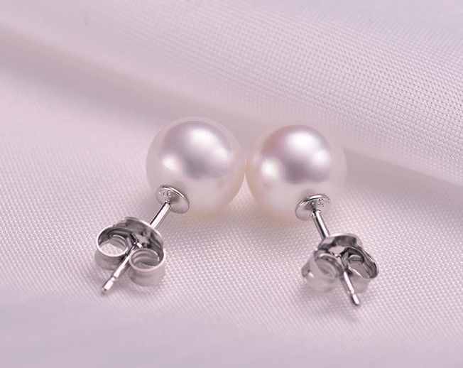 Sterling Silver 4/5/6/8/10mm Natural Sea Shell Pearl Stud Post Earrings Gift Box