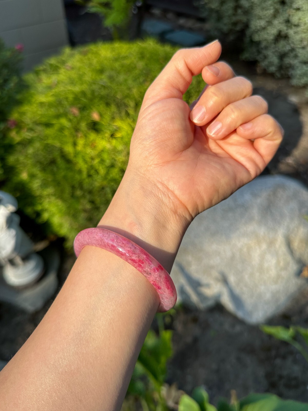 57mm+ Sakura Flower Rain Rhodonite Bangle Bracelet | 57口樱花雨蔷薇辉手镯