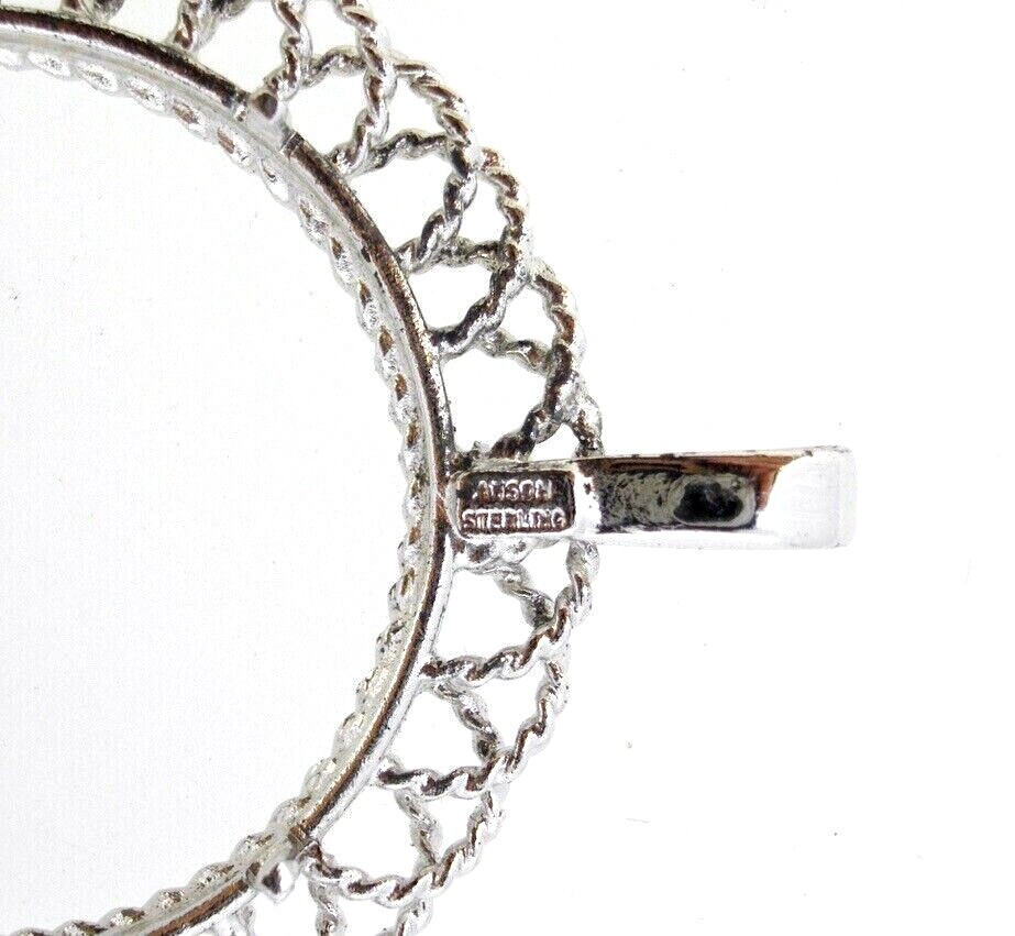 Pendant coin holder frame 50 cent half dollar Sterling silver rope scallop edge