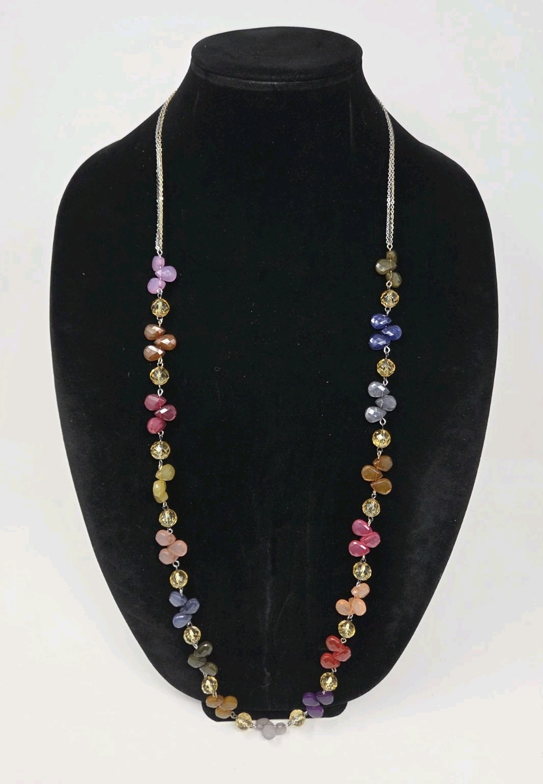 LOFT Necklace with Multicolor Faceted Acrylic Crystals 38 Inches Long Colorful