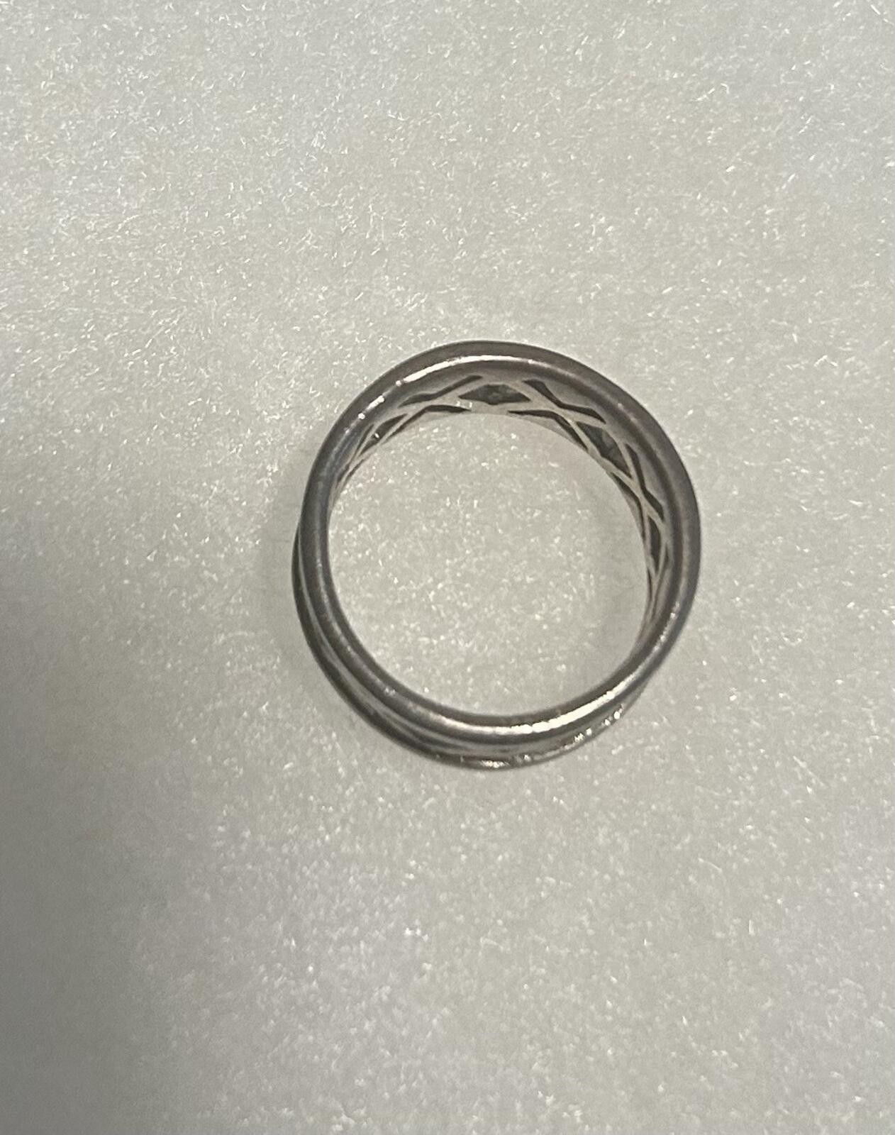 925 Sterling Silver Geometric Cut-Out Band Ring Size 4.5