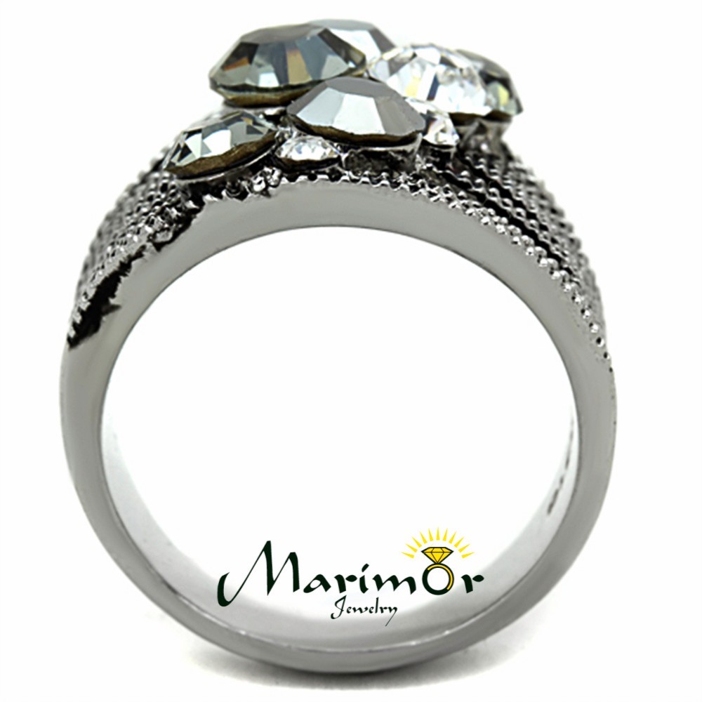 Womens Vintage Stainless Steel AAA Grade Crystal Cocktail Fashion Ring Size 5-10