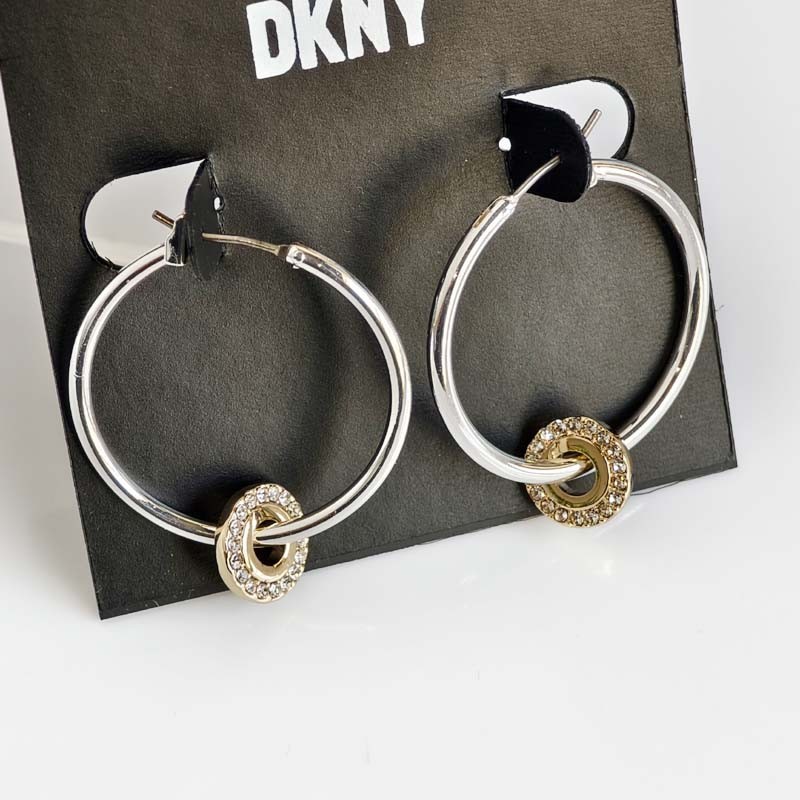 New DKNY Charm Convertable Hoop Earrings Gift Chic Women Party Vacation Jewelry