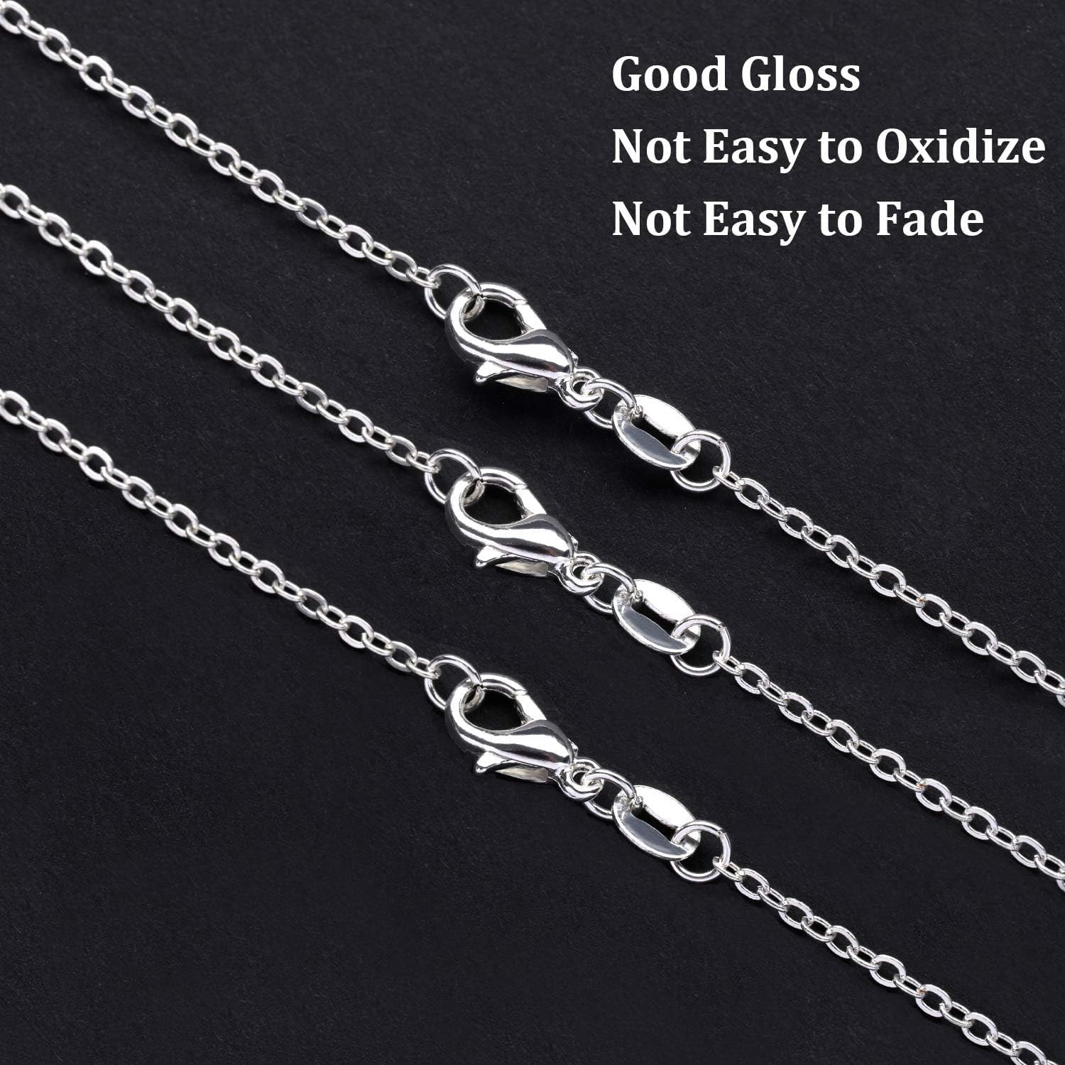 Sannix 50 Pack Necklace Chains Bulk Silver Plated Necklace Chain Silve