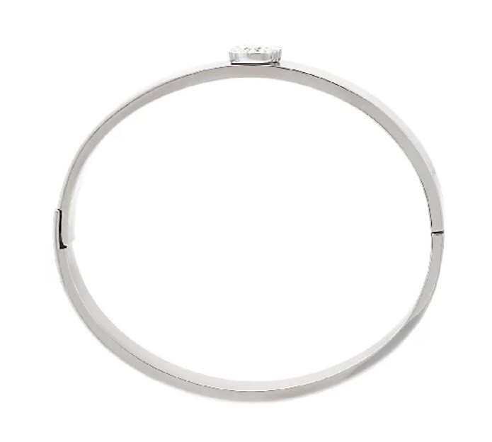 QVC Steel by Design Stainless Steel Crystal Initial ‘I’ Bangle Bracelet 7-1/4″