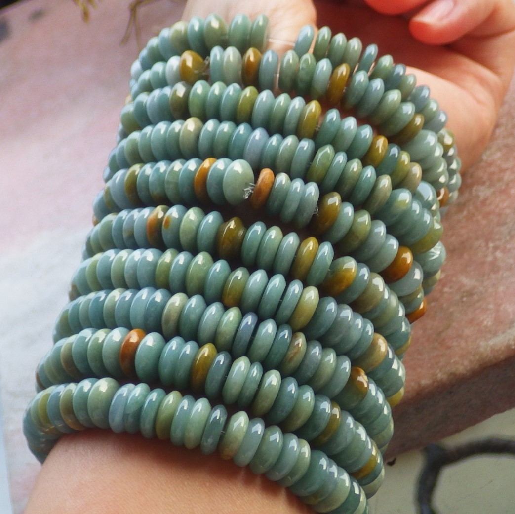 1 piece Yellow A JADE Jadeite Beads Bangle Circle Bracelet 6.5 inches 732670