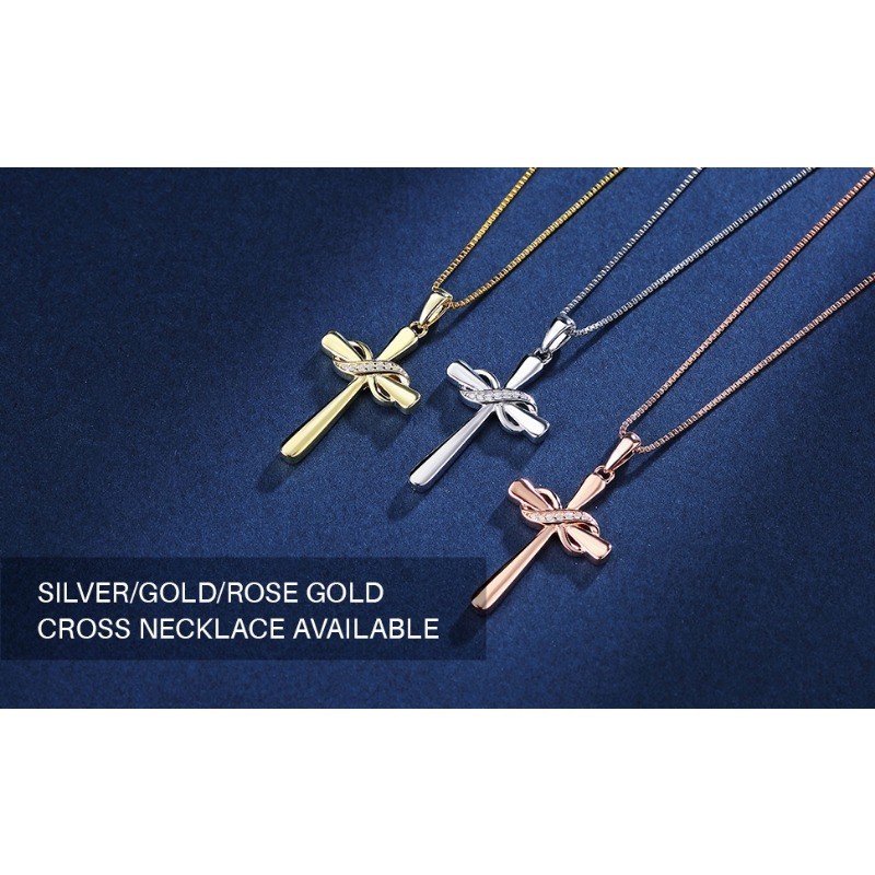 Infinity Cross PendantS925 Silver Necklace Adjustable Gold Women Jewelry Gift