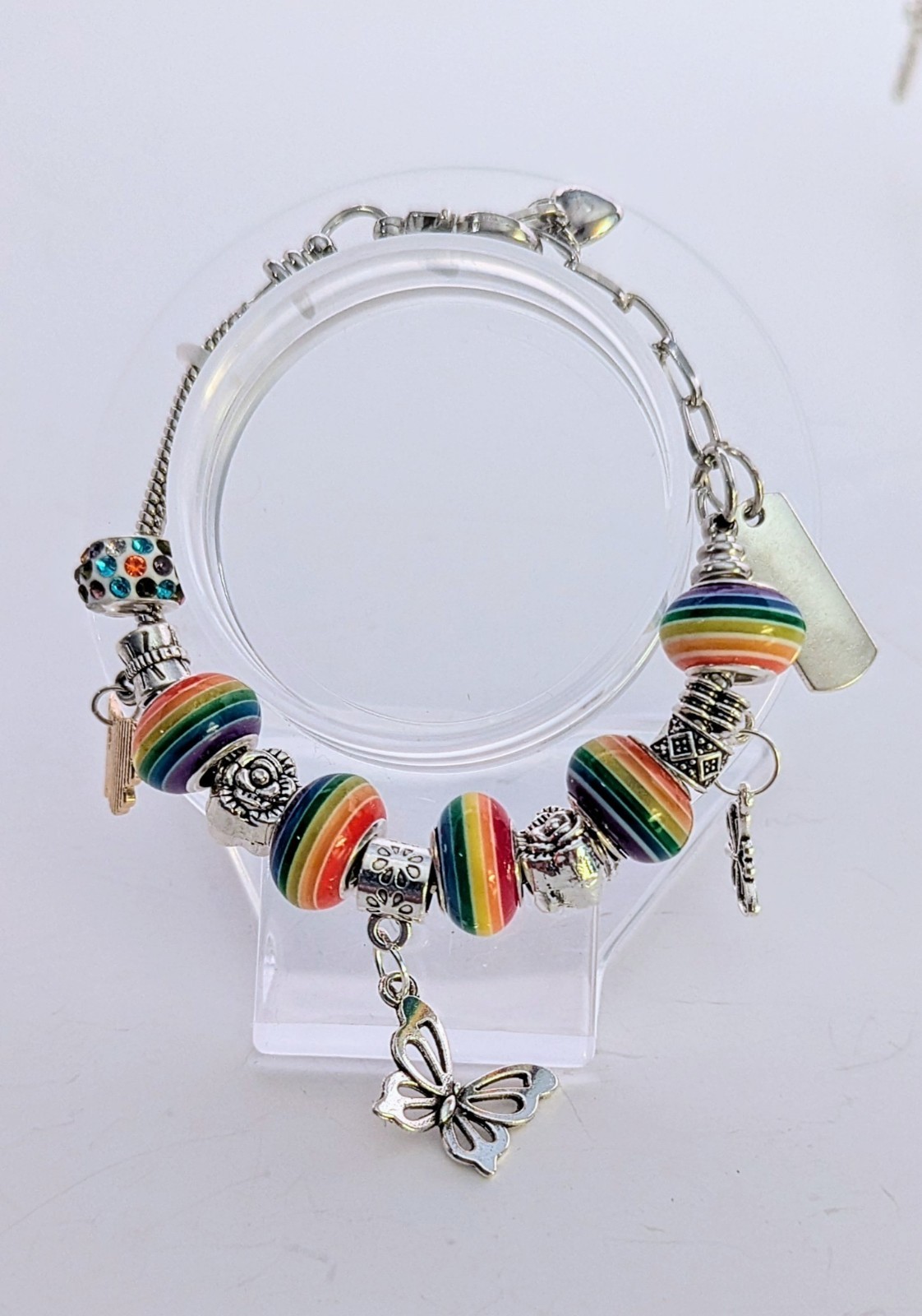 Customizable Silver Bracelets With Large Hole Beads & Charms. OOAK made To Order