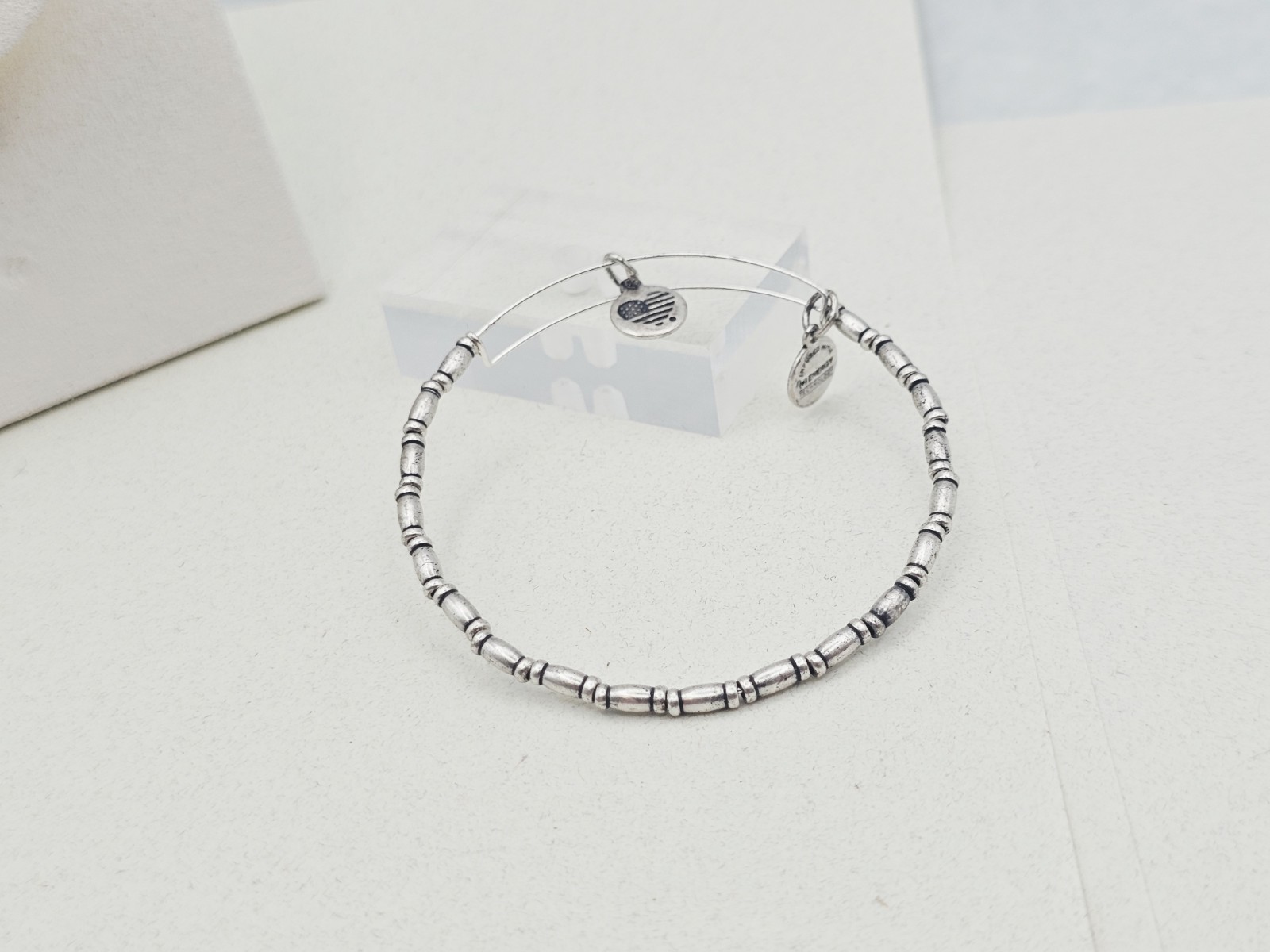 ALEX & ANI “Classic Reeds ” Metal Beaded Round Silver Charm Bracelet ⭐️✨️🎁