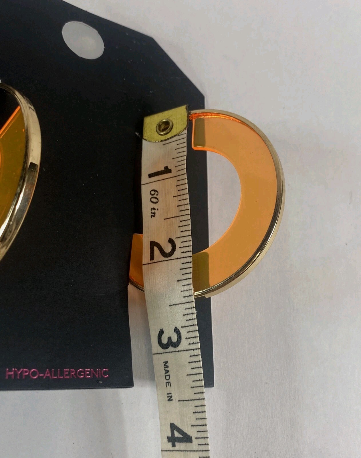 No Boundaries 1 Pair Gold Tone And Neon Orange Hoop Earrings w/ Leverback 3″
