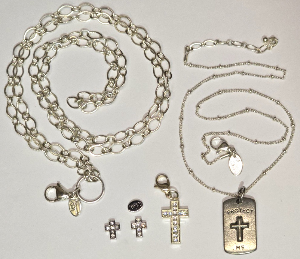 Origami Owl Lot Charm Chain Christian Cross Themed Pendants Charms