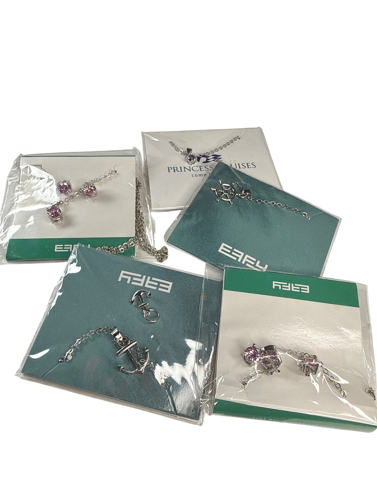 EFFY Princess Cruises Necklace & Earring Set Silver Tone Jewelry Lot of 5