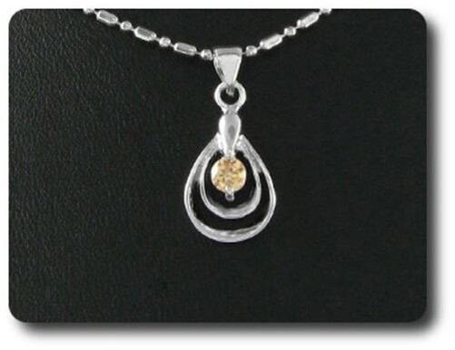 Pendant Orange Sapphire 0 5/32in Gold Plated White 18 K
