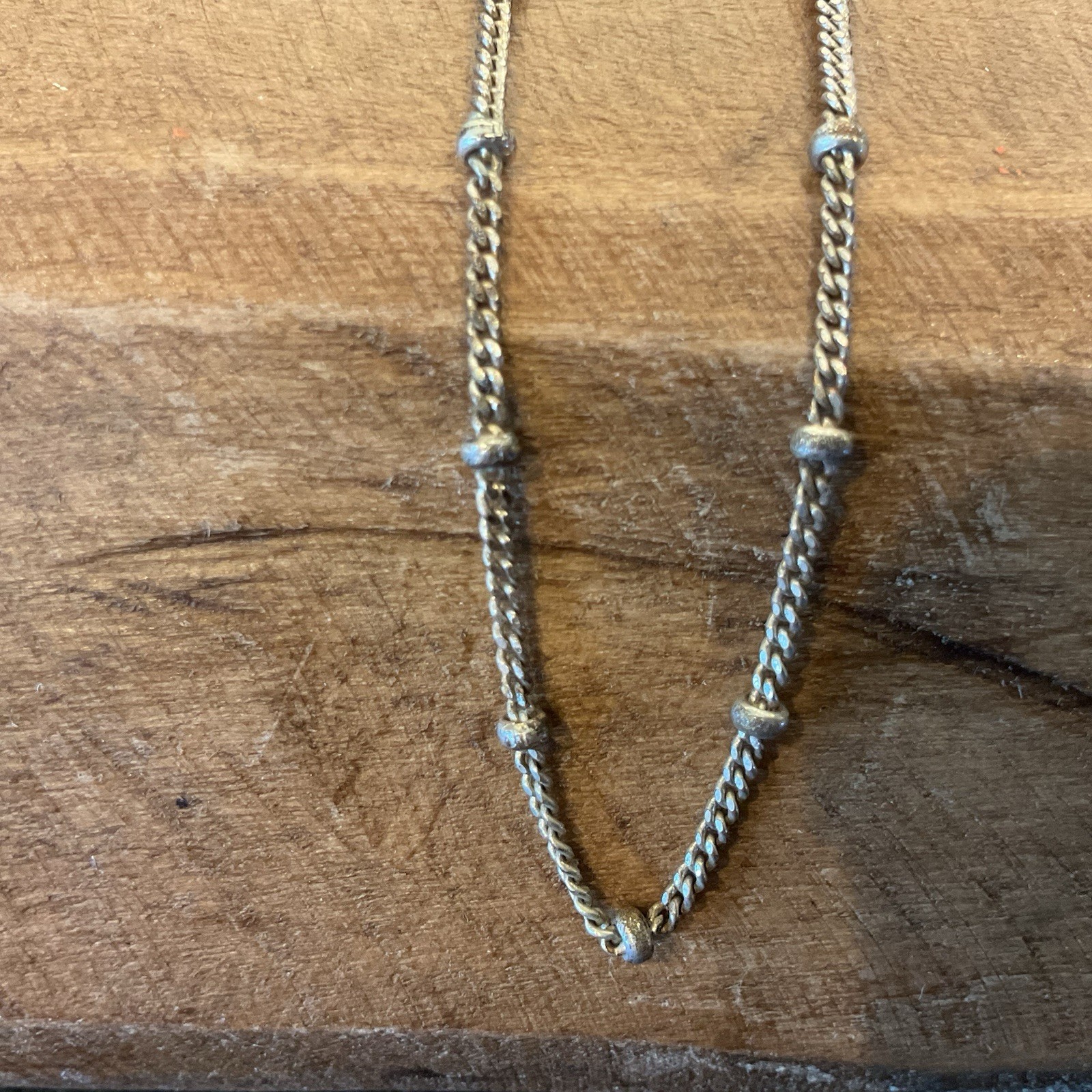 Silver Bracelet With Silver Beads, Fine Chain 8.5 Inches Length