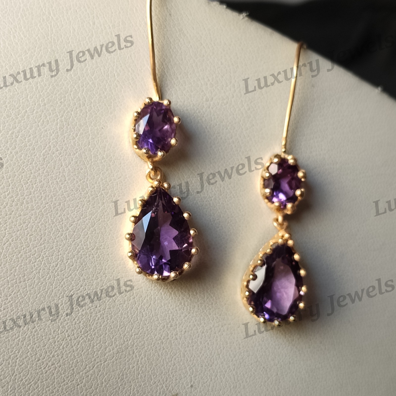 Handmade Amethyst 925 Sterling Silver Stud Earrings Fine Jewelry Women