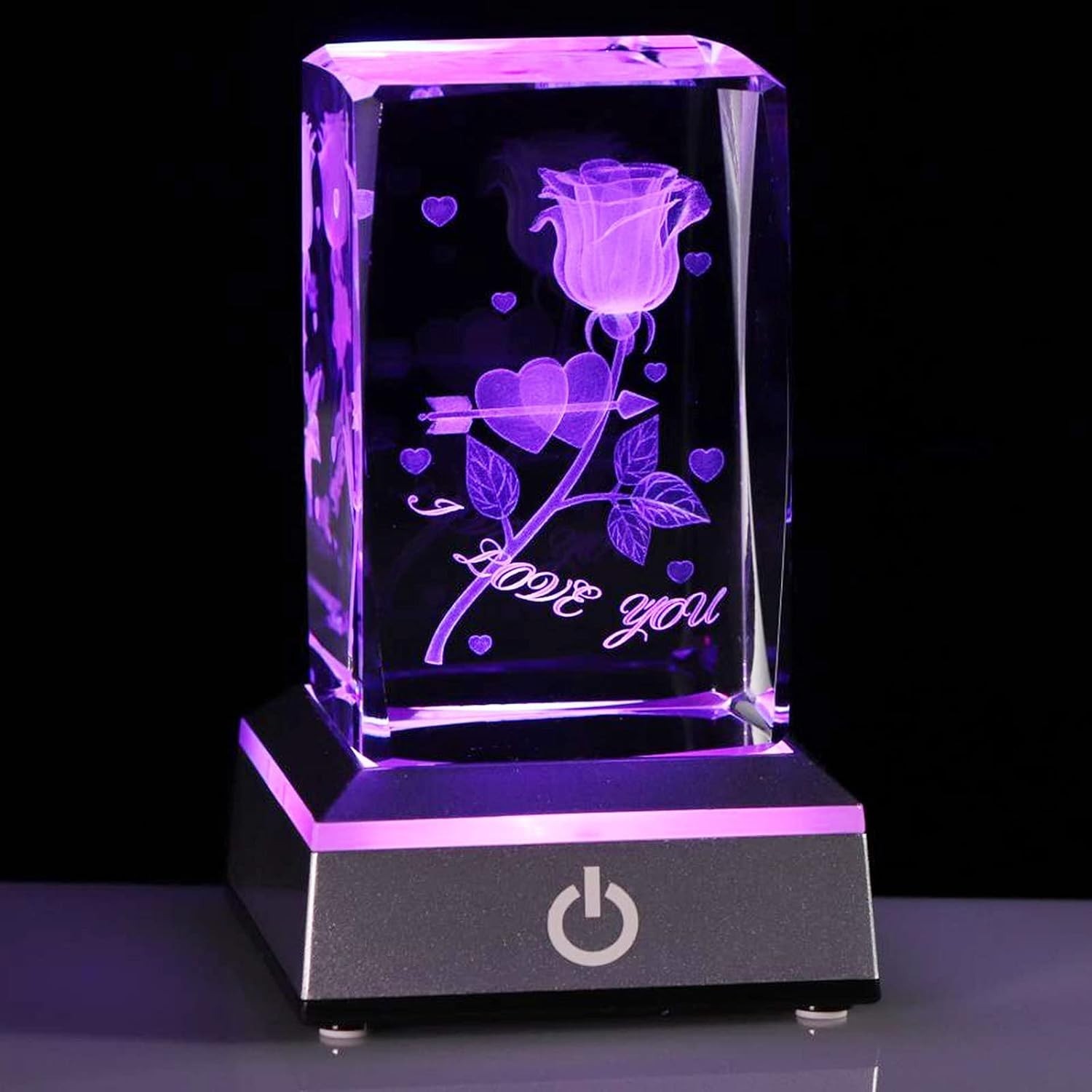Crystal Rose Night Light Gift, Romantic 3D Laser Flower for Anniversary Birthday