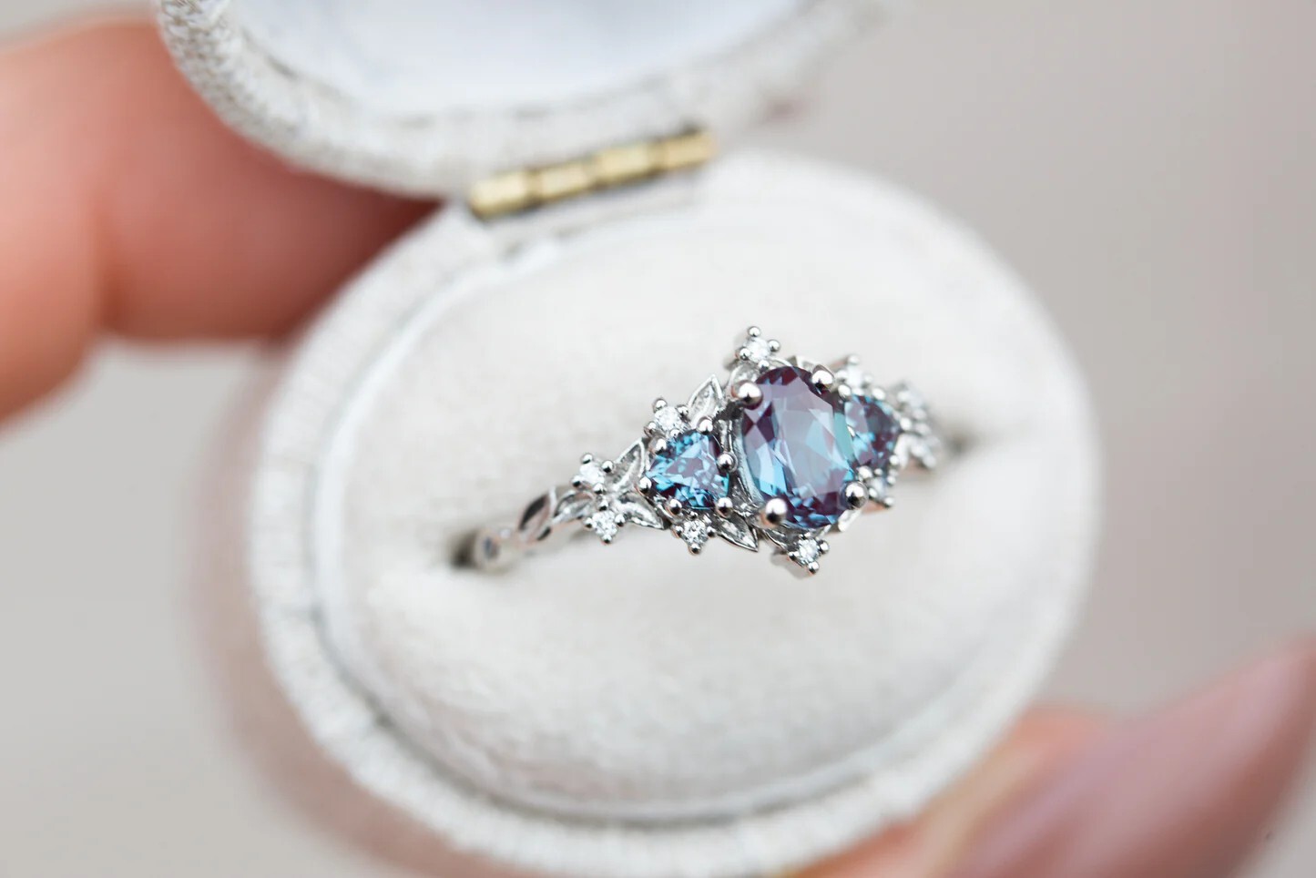 Alexandrite Ring, 925 Sterling Silver Ring, Engagement Ring, Unique Bridal Ring