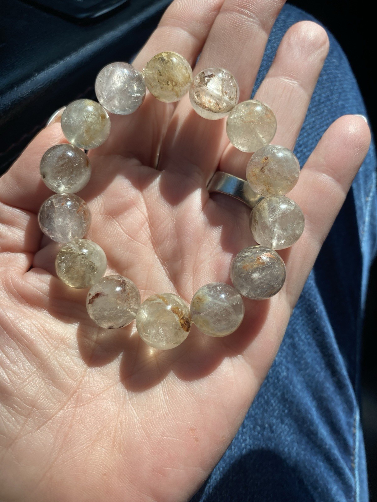 15mm Garden Quartz Bracelet Natural Stone Bracelet