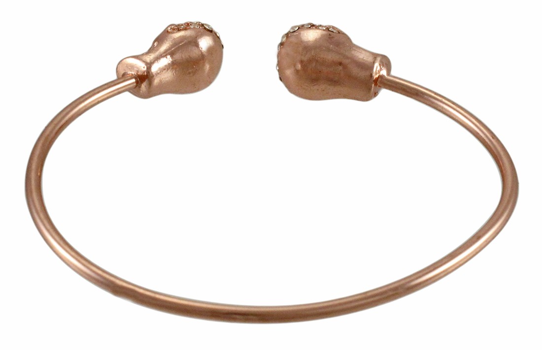 Zeckos Rhinestone Encrusted 3D Skull Torc Bracelet