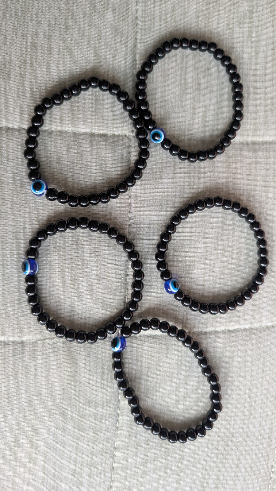 Evil Eye Elasticated Bead Fashion, Lucky Bracelets. protection x 5 bracletes.