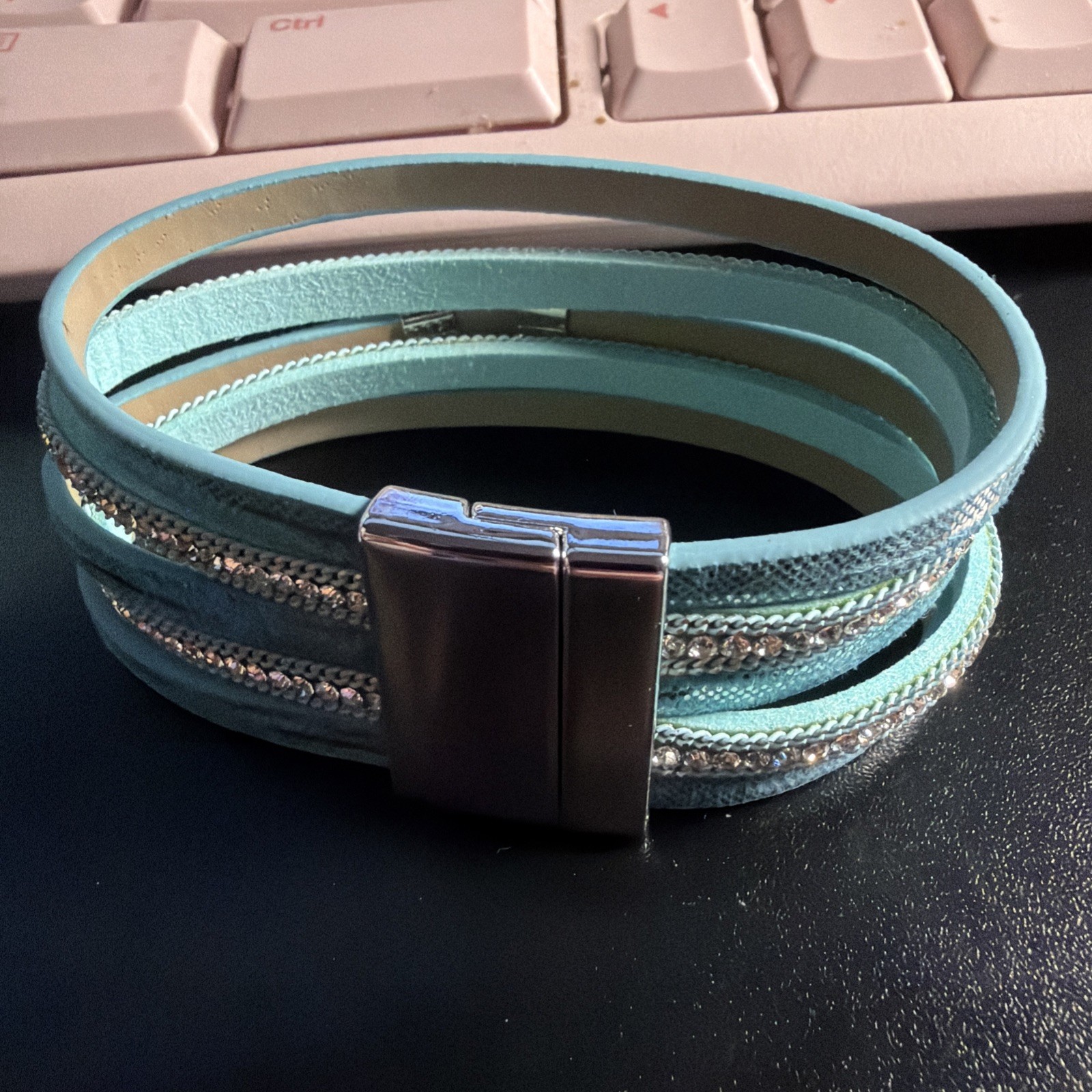 Ryze Magnetic Closure Cuff Multi Leather Beaded Bracelet