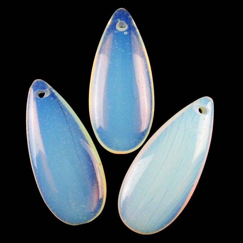 30g 3Pcs 50x20x6mm Natural Opal Opalite Teardrop Pendant Bead YJWW35