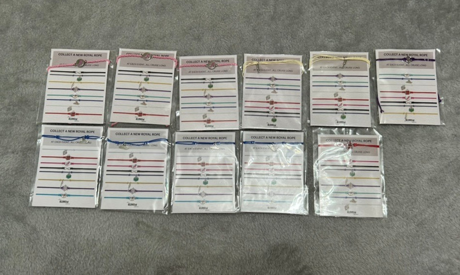Royal Caribbean Effy Blue Rope Bracelet Charm Cruise Ship Design Lot of 11