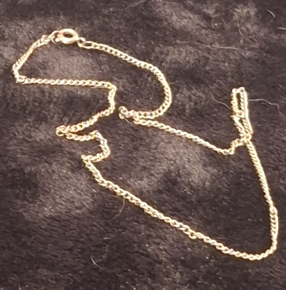 Gold-Tone Metal Curb Link Chain Necklace Spring Ring Clasp No Stone