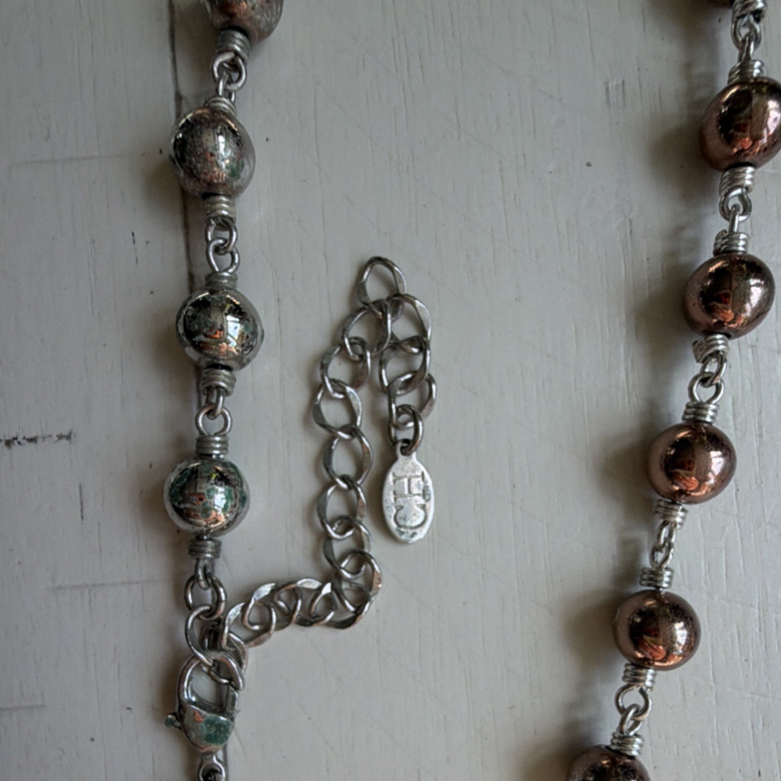 Adjustable Beaded Cable Chain Necklace Lot 2 Silver Copper Gold Tone Lobster