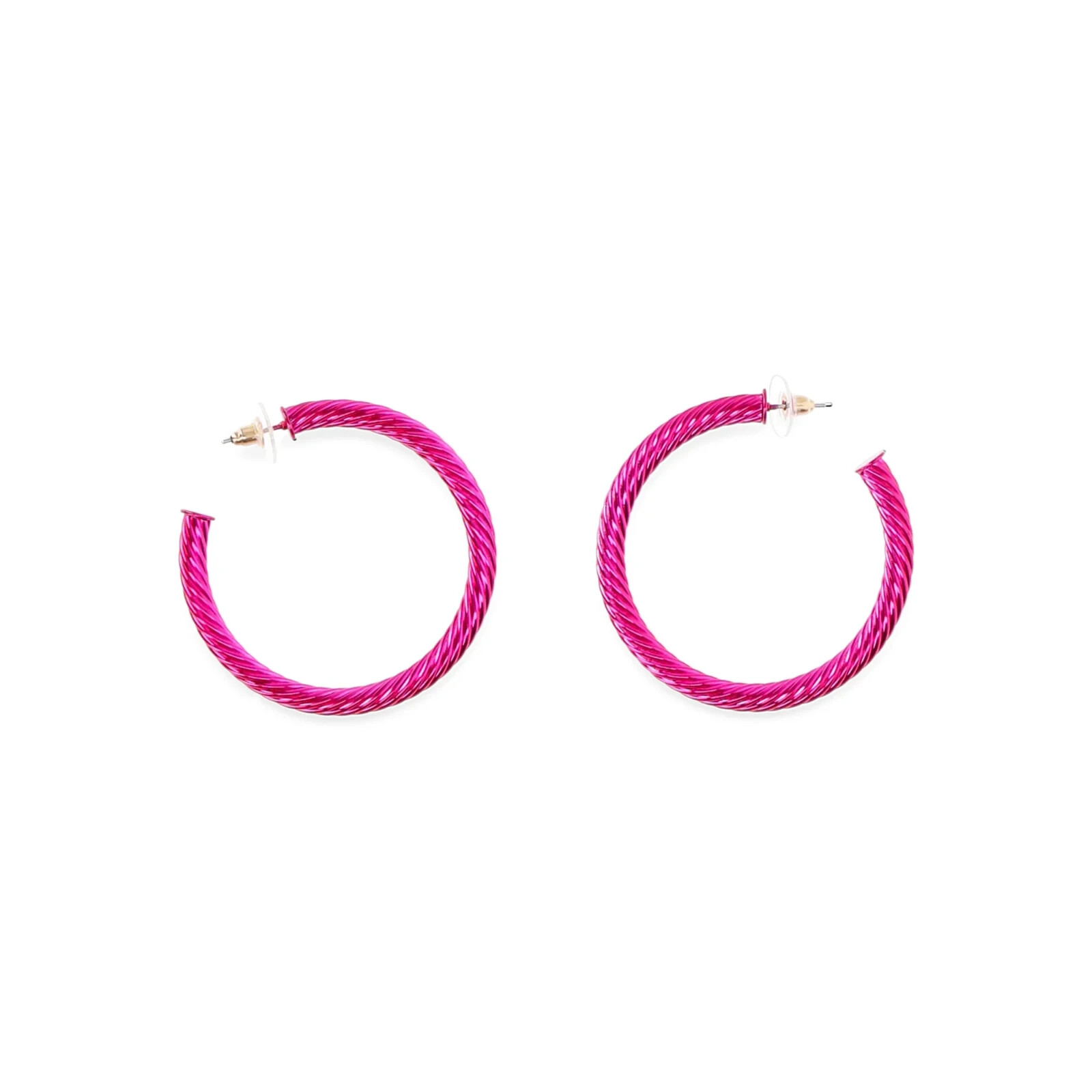 No Boundaries Pink Earrings Large Rope Textured Hoop Pierced