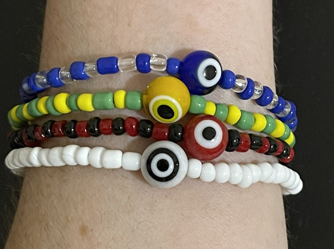Set 4 pulseras Santeria con ojo turco para el mal de ojo