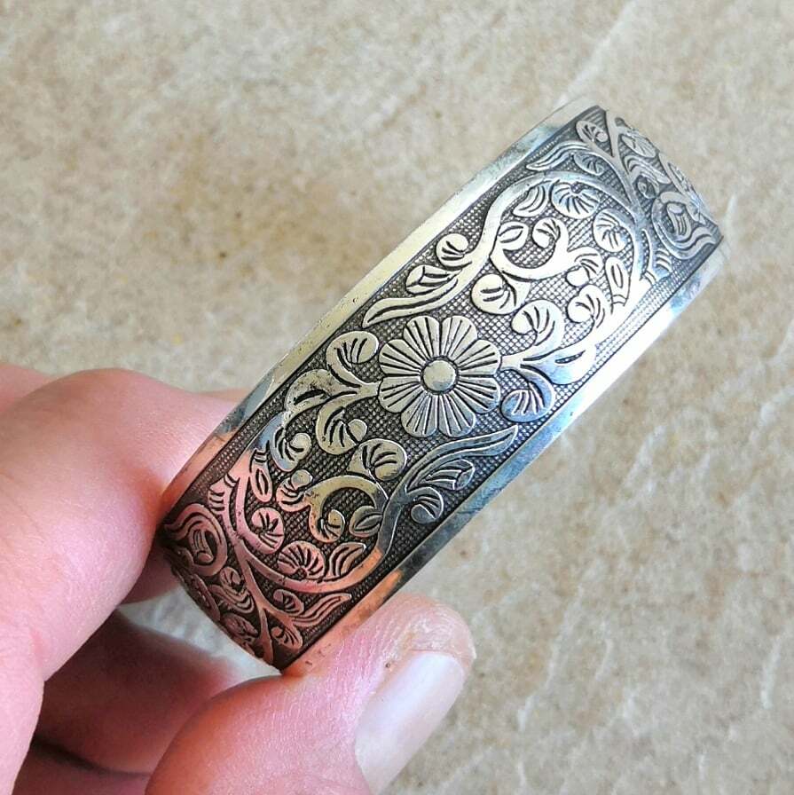 925 Sterling Silver Vintage Style Tibetan Tibet Bracelet Bangle One Size Fit All