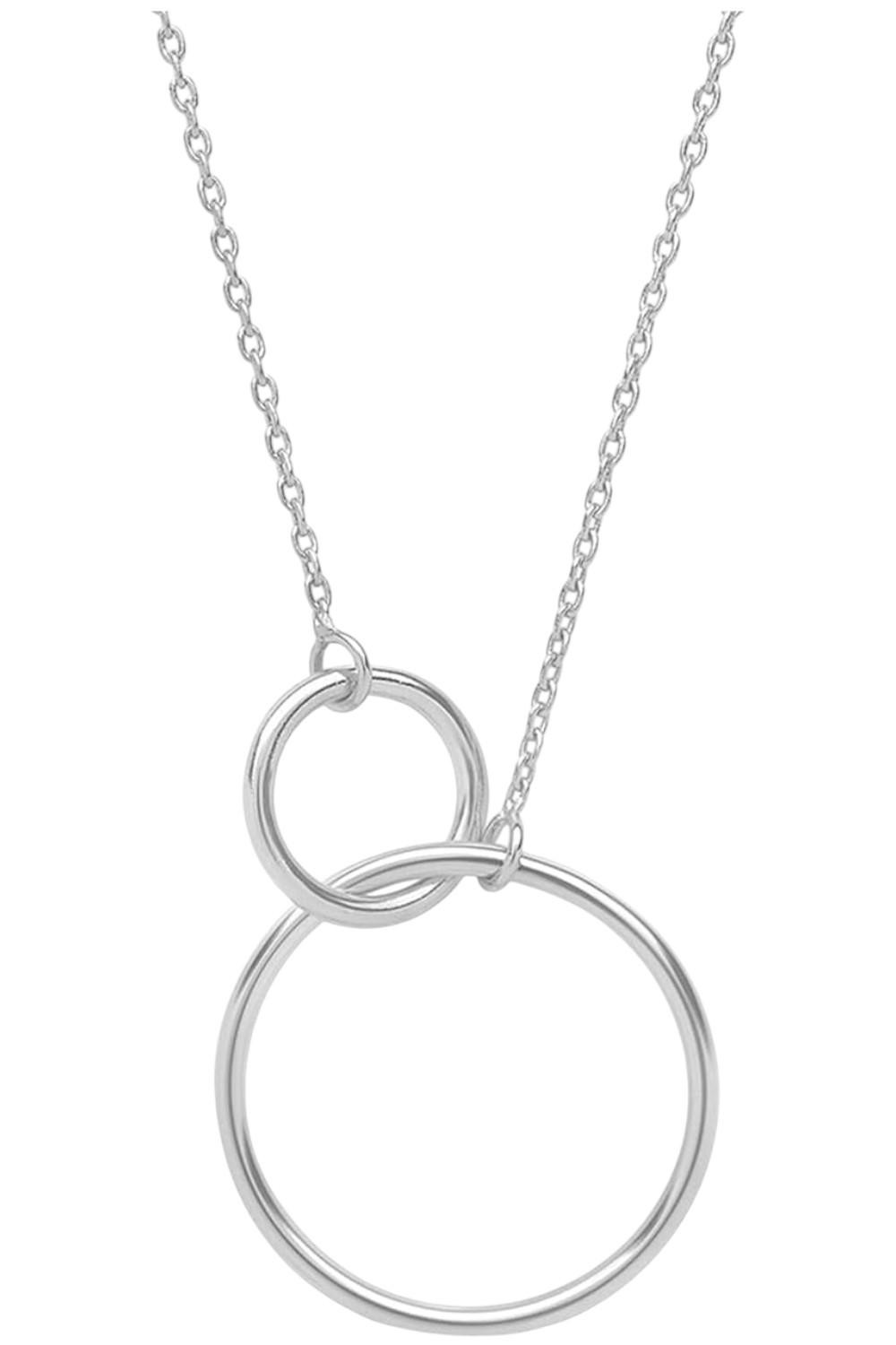 Sterling Forever Interlocking Open Circle Pendant Necklace Silver