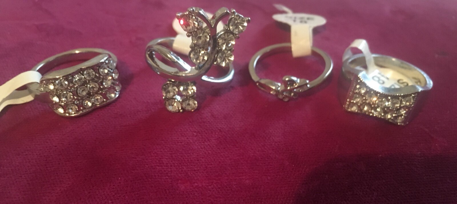 Ring Lot Of 4 ELECTROPLATED CRYSTAL SIZE 7.5 18 Asia)