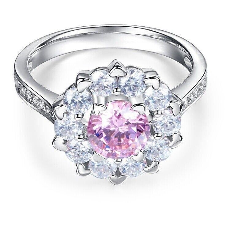 1.5 Ct Simulated Diamond Peacock Engagement Ring 14K White Gold Plated Silver