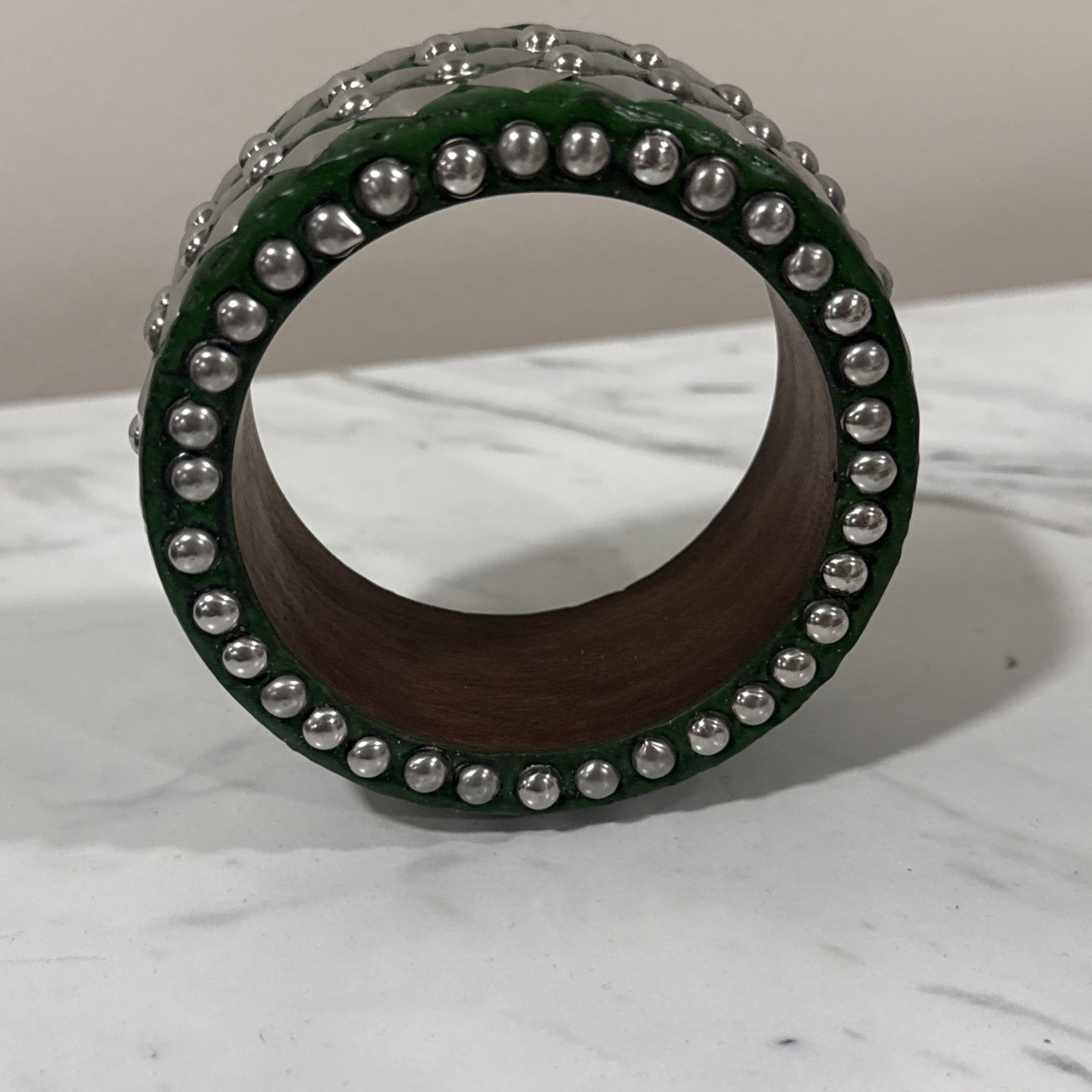 Antika Collection Green Studded Bangle – Artisan Statement Bracelet