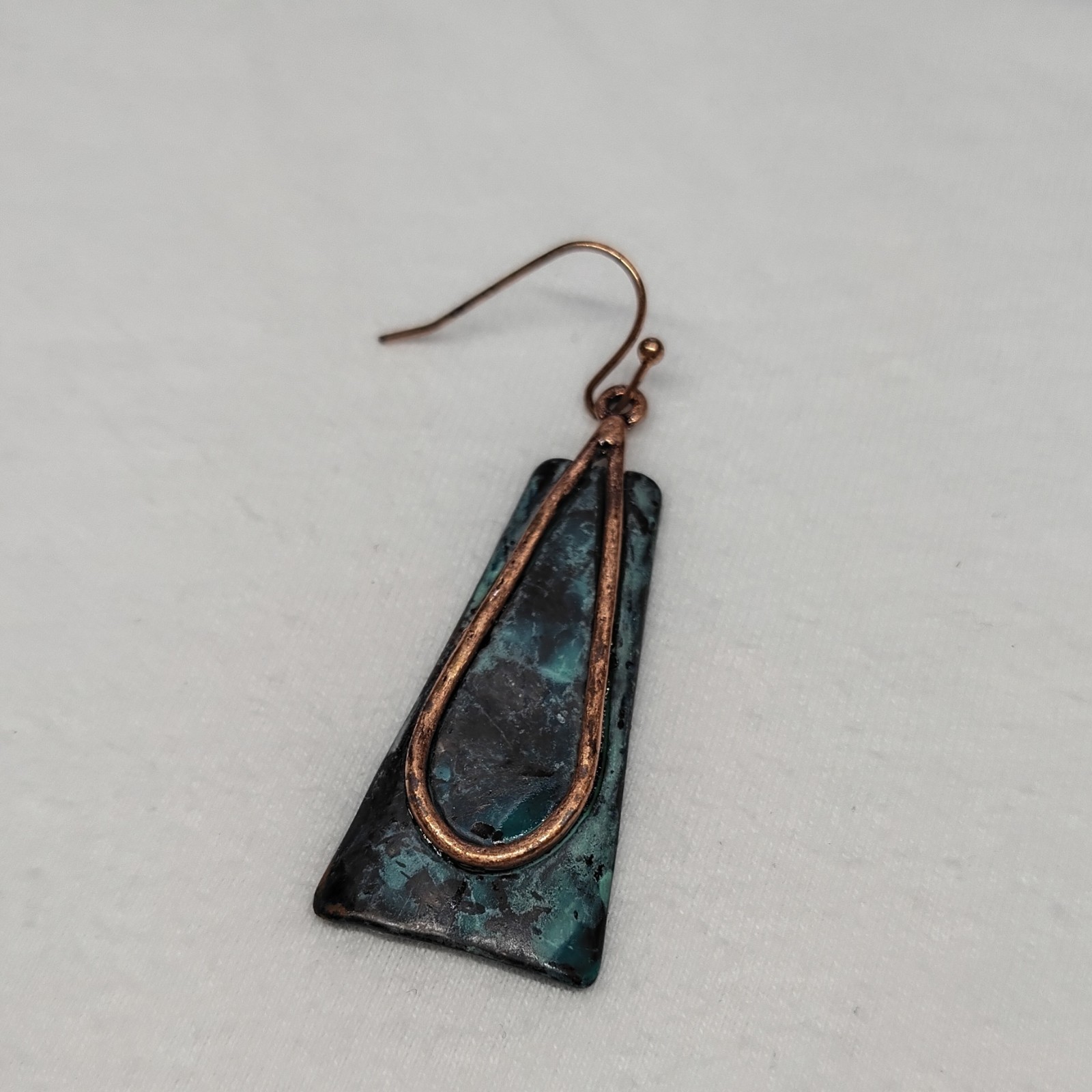 Story by DaVinci Turquoise Copper Dangle Drop Earrings Teardrop Trapezoid