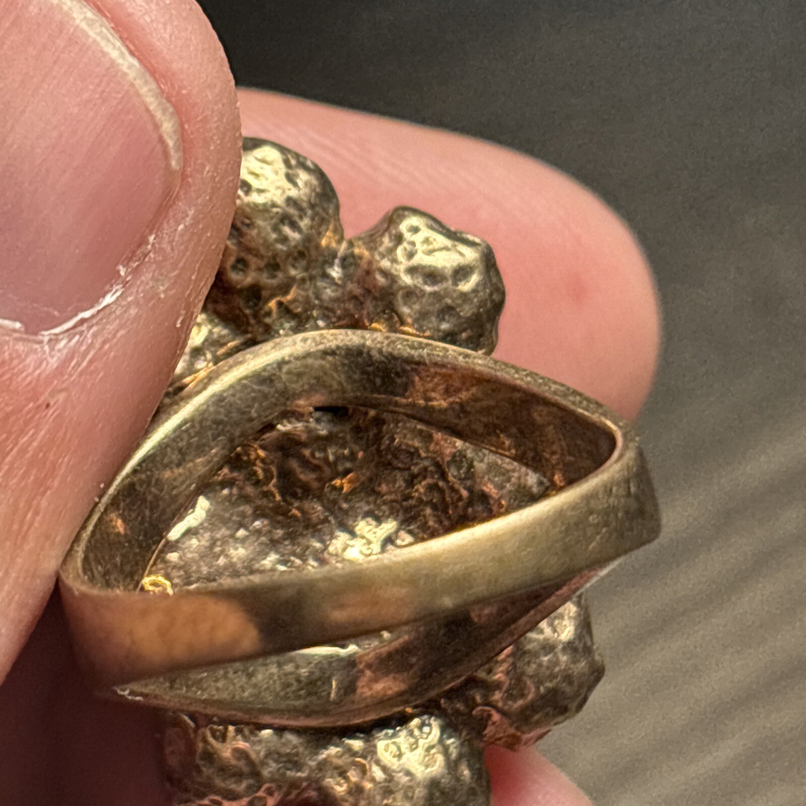 Pearl Elongated Bronze Cluster Ring SIZE 10 MADE IN ITALY Signed Stamped