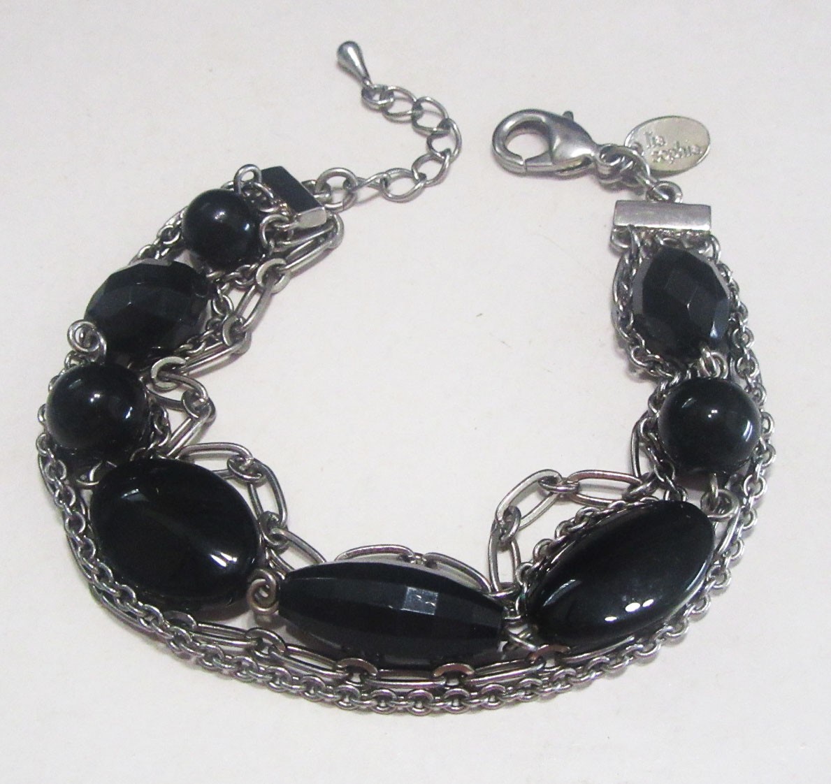 Lia Sophia Jewelry Black Beads Bracelet in Antiqued Sliver