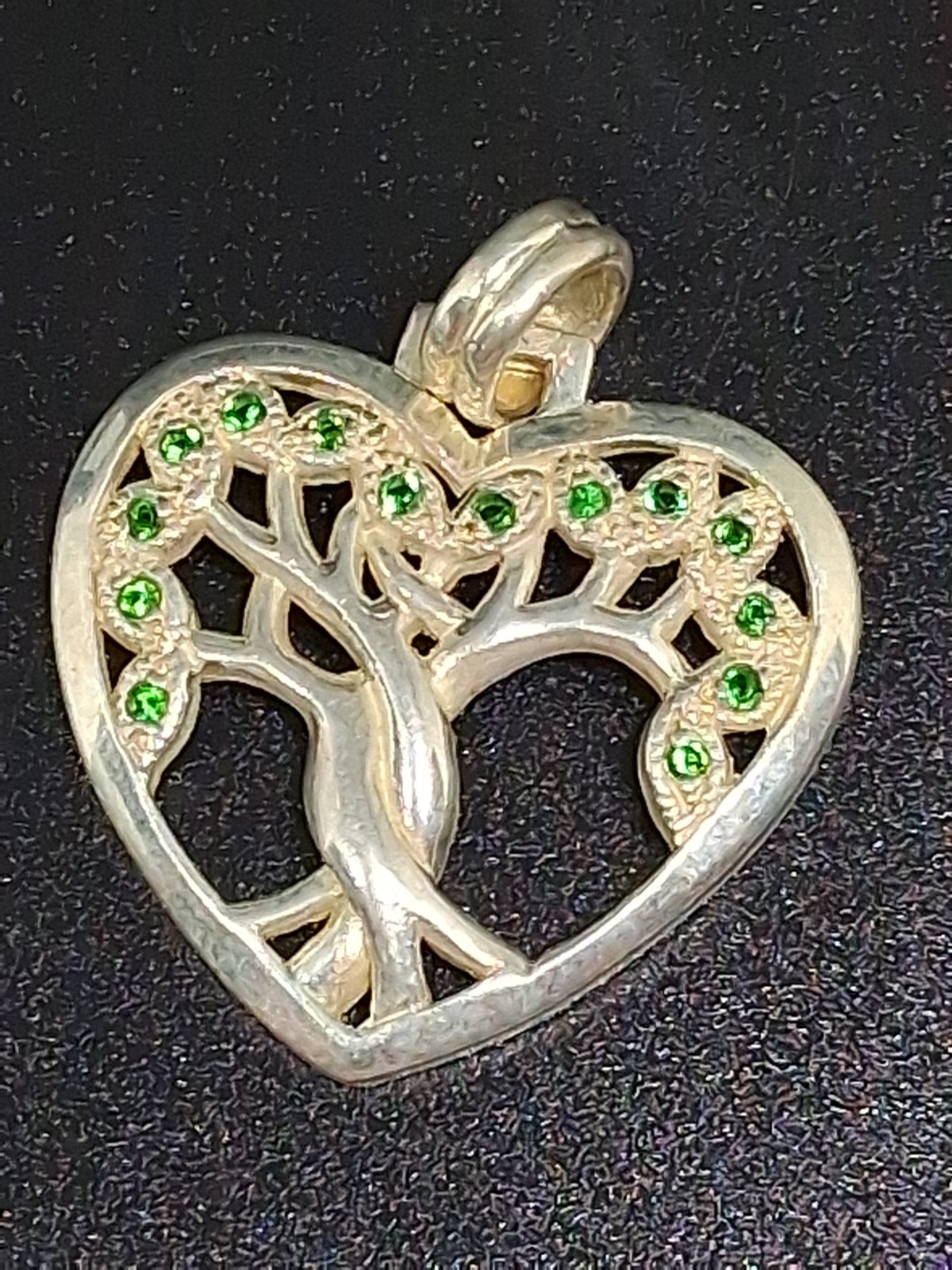 Tree Of Life Emerald Stone Pendant Charm Sterling Silver 925