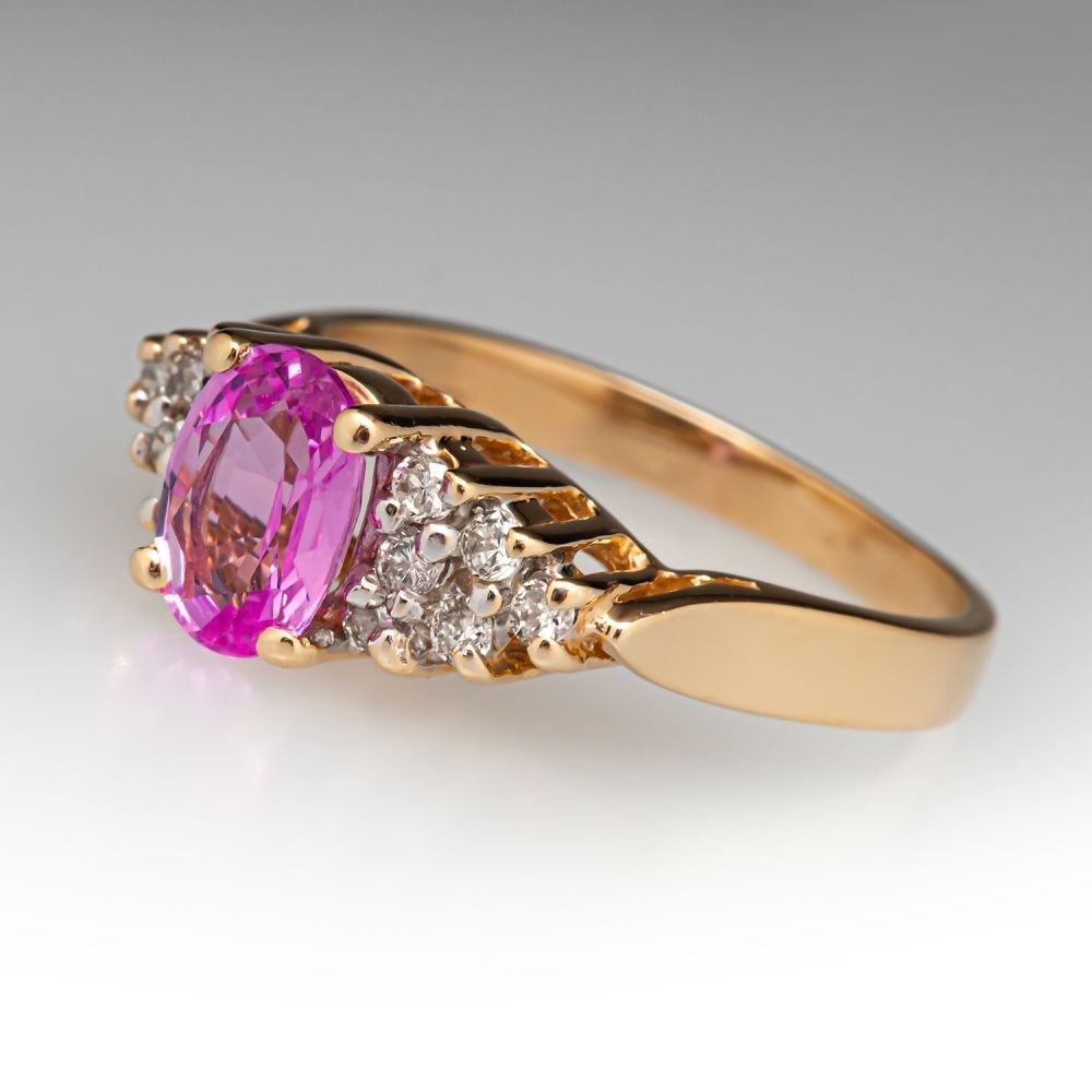 925 Silver Pink Sapphire Lab Created Gemstone & Cubic Zirconia Women’s Ring