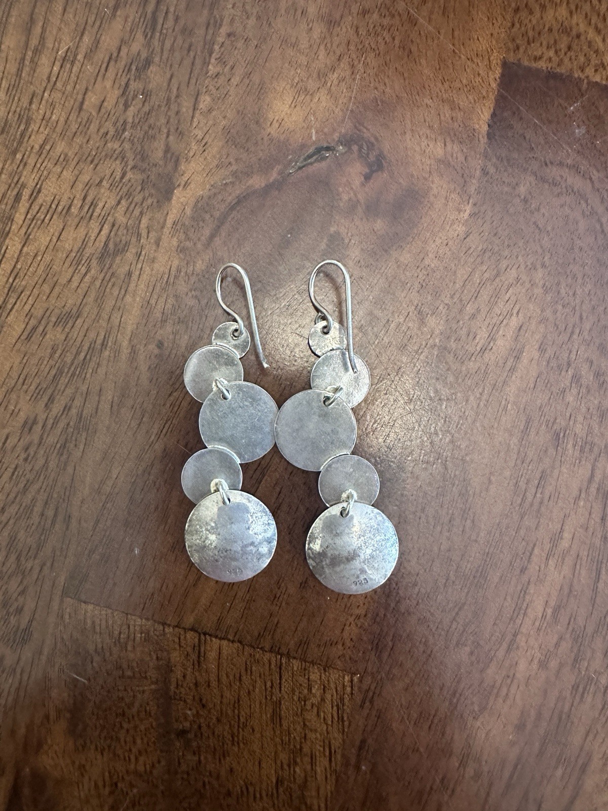 Four Circle Drop Earrings Silver Fun Dressy Casual Everyday